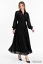 Long Sleeve Transparent Balloon Sleeve Dress with Corsage Detail