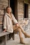 Italian Beige Hooded Long Sleeve Zippered Pocket Boucle Long Oversize Woven Coat 70 80 - 3