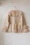 Italian Beige Fur Collar Long Sleeve Snap Collar Wool Knitwear Coat with Fur Detail on Skirt and Sleeve Ends 68 60 - 3