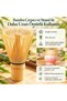 6 Piece Matcha Preparation Set 530 ml Ceramic Bowl Bamboo Whisk Stand and Strainer Pink White - 6