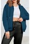 Women's Balloon Sleeve Cardigan with Hood, Full Zipper, Pockets, 100% Cotton, Winter - 3