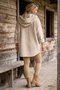 Italian Beige Hooded Long Sleeve Zippered Pocket Boucle Long Oversize Woven Coat 70 80 - 6