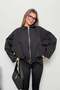 Women's Skirt Belt Detailed Zippered Double Pocket Coat Black - 27K 3053
