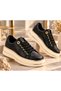 Women's Stylish Gold Striped Thick Sole Casual Shoes - 7