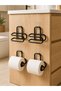 4 Pieces of Adhesive Toilet Paper Hanger Black Metal Wall Mounted Without Drilling Wc Paper Holder - 5