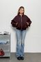 Women's Skirt with Belt Detail, Zippered Double Pocket Coat, Plum - 27K 3053 - 3