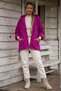 Italian Fuchsia Hooded Long Sleeve Zippered Pocket Boucle Back Long Oversize Woven Coat 70 80 - 4