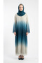 Rizqé Azure Teal Ombre Shimmer Abaya Set - 2