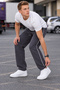 Men's Loose Fit 3 Thread Ribbed Cuffs with Side Piping Baggy Sweatpants - 5