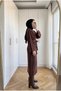 Women's Pearl Detailed Corded Knitwear Dress Belted Spanish Sleeve Hijab Dress - 2