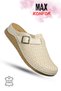 Women's Slippers – Closed Toe Sabo Style Anatomical Women's Leather Slippers Beige - 2