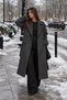 Women's Long Cashmere Coat Anthracite Wool Blend Long Overcoat - 5