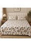 Floral Rose Print Bedsheet Set with Pillow Covers, Cream - 3