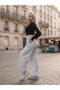 Foldable Detailed 3-Thread Wide Leg Relaxed Fit Sweatpants - 2