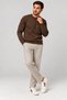 Men's Crew Neck Loose Fit Brown Knitwear Sweater