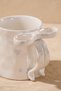 Ruban Bowknot Handle Luster White Ceramic Mug 350 ml Gift Coffee Cup - 3