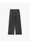Wide Leg Gray Women's Fabric Trousers with Tie Detail and Pockets 7Wak40006Pw - 4
