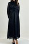 Women's Black High-Necked Stone-Detailed Draped Midi-Length Tulle Dress Nbmy4206 - 2