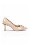 Thin Heeled Buckle Stylish Special Occasion Evening Beige Patent Leather Women's Evening Dress Shoes Pc-56203