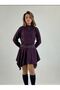 Women's Plum High-Neck Suede Look Asymmetric Mini Length Belted Dress Nbmy4180 - 3