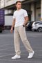 Men's Loose Fit 3 Thread Ribbed Cuffs with Side Piping Baggy Sweatpants - 4