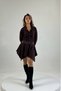 Women's Brown Stand-Up Collar Suede-Like Asymmetrical Mini Length Belted Dress Nbmy4180 - 5
