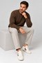 Men's Crew Neck Loose Fit Brown Knitwear Sweater - 2
