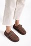 Adri Women's Buckle Detailed Suede Slippers with Fur Inside, Brown - 2