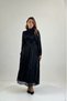Women's Black High-Necked Stone-Detailed Draped Midi-Length Tulle Dress Nbmy4206 - 4