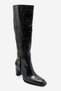 Brenda Black Print Women's Thick Heeled Boots - 6