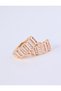 Gold Color 100% Brass Row Stone Detailed Hoop Earrings - 2