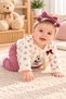 Baby Girl Floral Patterned Panda Printed Bowknot 3-Piece Set - 3