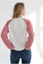 Women's Red Raglan Sleeve Line Detailed Flowy Blouse Blz-19003489 - 2