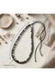 Special Design Women's Necklace with Steel Tip and Natural Emerald and Hematite Stones - 6