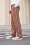 Men's Three-Ply, Fleece-Lined, Full-Length, Piped, Elasticated Hem, Elastic Waistband, Brown Sweatpants