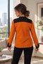 Women's Orange Shirt with Stripes on the Front Arm-18K001255 - 2