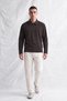 Men's Brown Collared Zippered Sweatshirt
