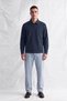 Men's Navy Blue Collared Zippered Sweatshirt