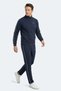 Slim Fit Tracksuit Set Men's Comfortable Modern Casual Sports Use Navy Blue Tracksuit Set - 8