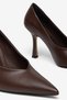 Large Size Women's Thin Heeled Stiletto Shoes Brown Pointed Toe V Face - 2