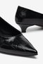 Large Size Women's Mini Thin Heeled Shoes Black Crocodile Patent Leather - 2