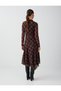 Bitter Brown Gathered Detailed Plaid Patterned Midi Mesh Dress - 4