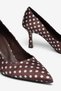 Large Size Women's Thin Heeled Stiletto Shoes Brown Satin Polka Dot Pointed Toe - 2