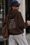 Women's Oversize Hoodie Cry First Printed Brown – Hooded, Kangaroo Pocket, Drop Shoulder