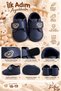 Baby Boy Teddy Bear Embroidered Velcro First Step Shoes 18-19 Number Newborn Leather Non-Slip Sole - 4