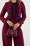 Women's Burgundy Front Embroidered Button Detailed Flared Jacket and Pants Set Nbmy4189 - 4