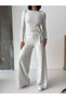 Women's Accessory Belt Detailed Blouse and Palazzo Pants Soft Grimelange Set - 5