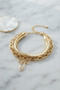 Brass Gold Color Snake Chain Model Bow Detailed Women's Bracelet Combination