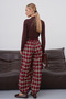 Plaid Patterned Comfortable Fit Pants with Elasticated Legs - 6