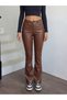 Women's high-leg wide leg lightweight leather pants - 3